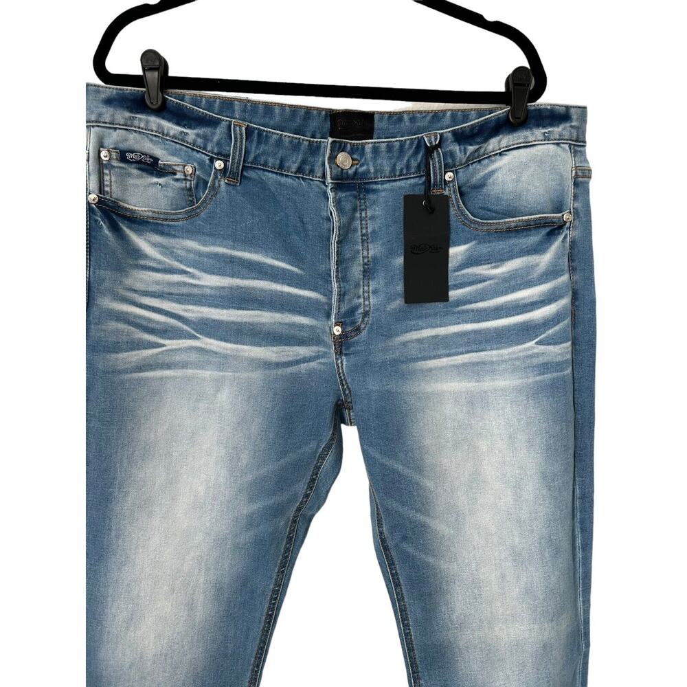 Mackeen Jeans Mens Size 40 Nite Market Button Fly Denim Skulls‎ Flames Mohawk - Picture 2 of 16